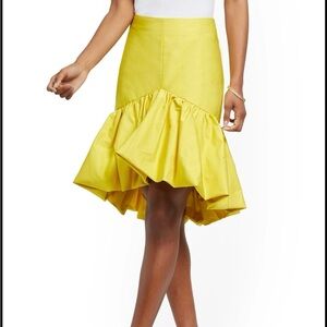 New York & Company Vibrant Yellow High-Low Bubble Skirt